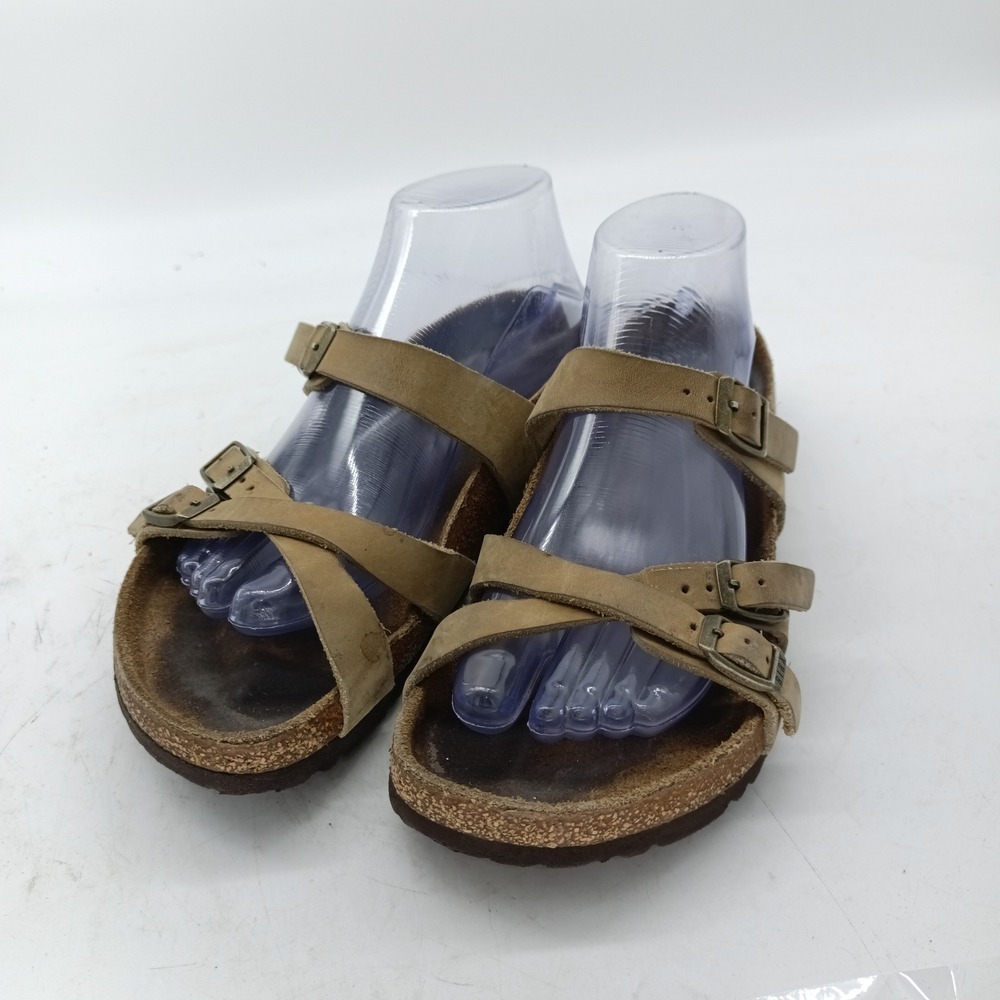 Birkenstock Franca Tobacco Brown Oiled Leather Strappy Sandals Size 38 BI13